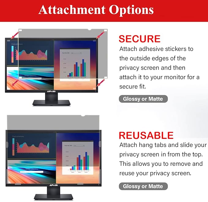 [2 Pack] 20 Inch Privacy Screen Filter for Widescreen 16:9 Monitor | Privacy Shield | Anti-Glare | Anti-Blue light Protector | Eye Protection | Computer Security Private Filter
