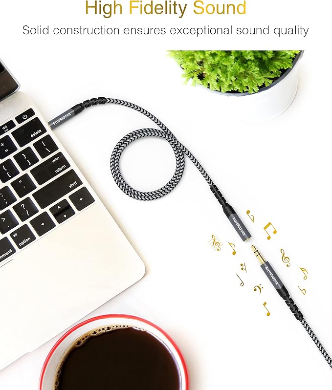 BlueRigger Headphone Extension Cable (40FT, 24K Gold Plated Jack, Hi-Fi Sound, 3.5mm Male to Female Stereo Audio Cable) – Aux Cord for iPod, Laptops, Smartphones, Speakers, Tablets, Home Car Stereo