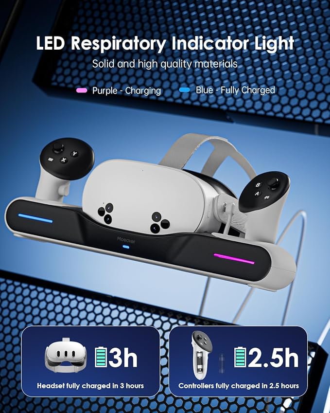 Charging Dock for Meta Quest 3/3S Charging Station Magnetic Charger for Meta Quest 3/3S Accessories Charging Stand