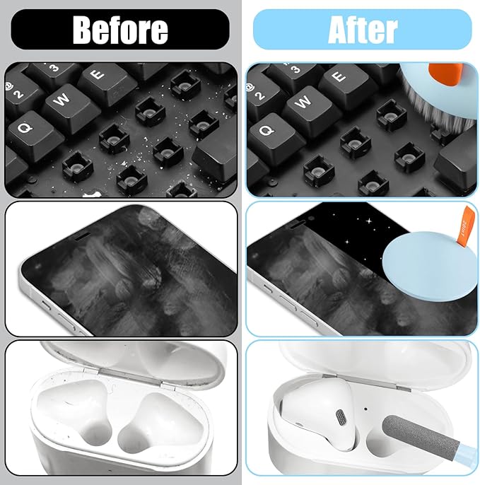 Laptop Phone Screen Cleaner Kit, Computer Keyboard Brush Cleaning Spray for iPhone AirPods MacBook iPad, 20-in-1 Electronic Device Clean Tool for Camera PC Monitor Earbud TV Tablet Car Screens, Blue