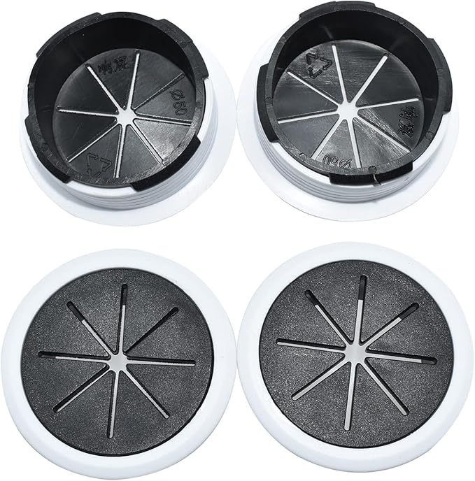Aifeier ET 2PCS Desk Grommet 2 Inch/50mm Rubber Cable Wire Grommet Cable Hole Cover for Managing and Hiding Office PC Desk Cable Cord (Black with White)