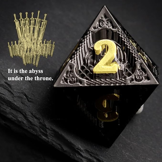 Haxtec Metal DND Dice Set Black Gold Metal D&D Dice with Fire-Breathing Dragon Elements & Leather Dice Bag Polyhedral Dice Compatible with Dungeons and Dragons TTRPG Gifts