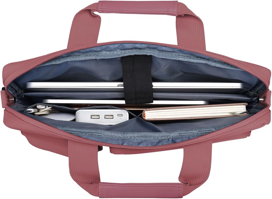 MOSISO Laptop Shoulder Bag, Computer Bag with 2 Raised&1 Flapover&1 Horizontal Pocket&Handle&Belt