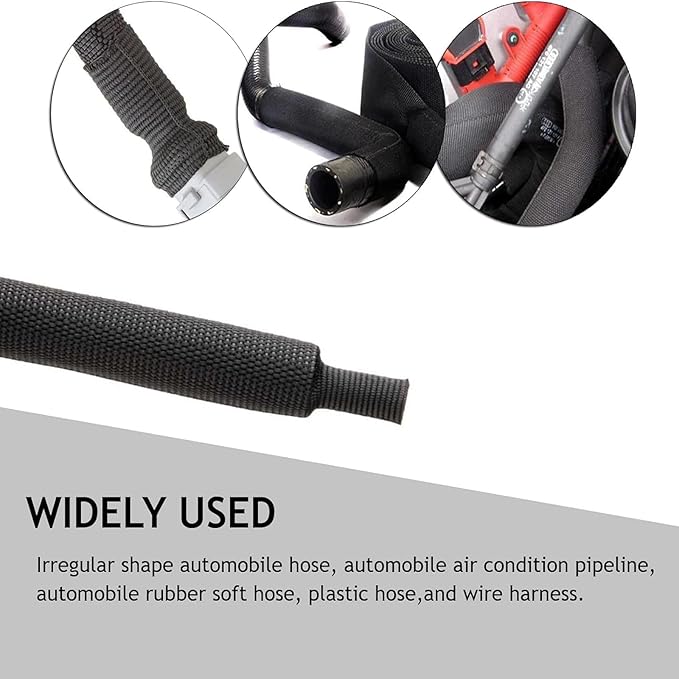 Braided Sleeving Heat Shrinkable Fabric 2:1 Ratio- Abrasion Protection Flexibility Wiring Harness Cable Sheath (3/8" ID, 16ft)