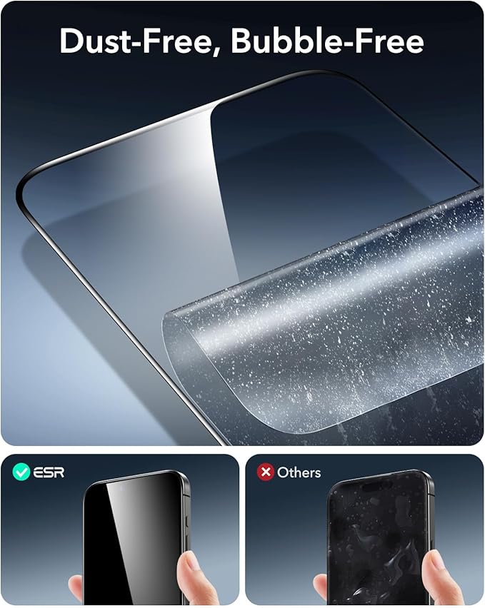 ESR 3 Pack 9H+ Glass for iPhone 16 / iPhone 15 Screen Protector, [Military Grade Shatterproof & Longest Durable] Armorite Ultra-tough Full Coverage Tempered Glass with UltraFit Tray