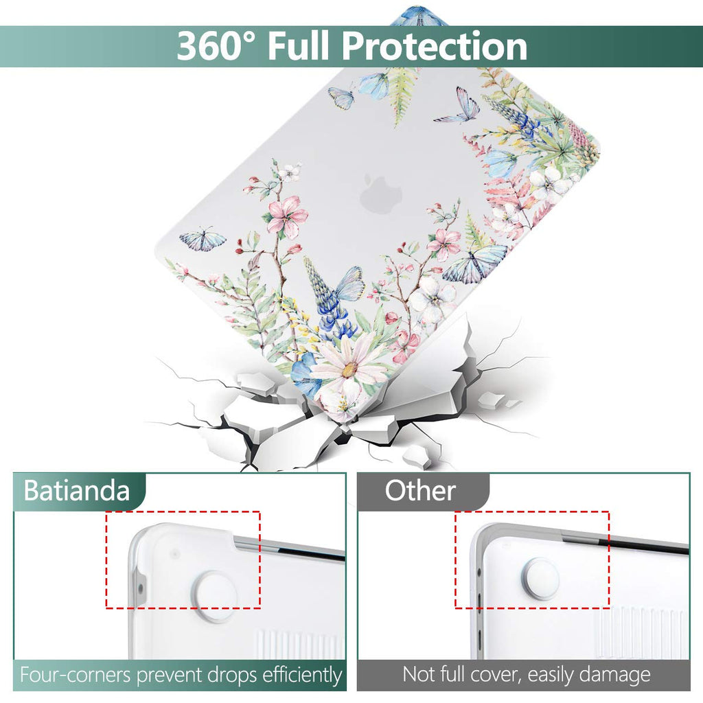 Batianda LumiArt Case for MacBook Air 13 inch 2018-2020, Elegant Flowers