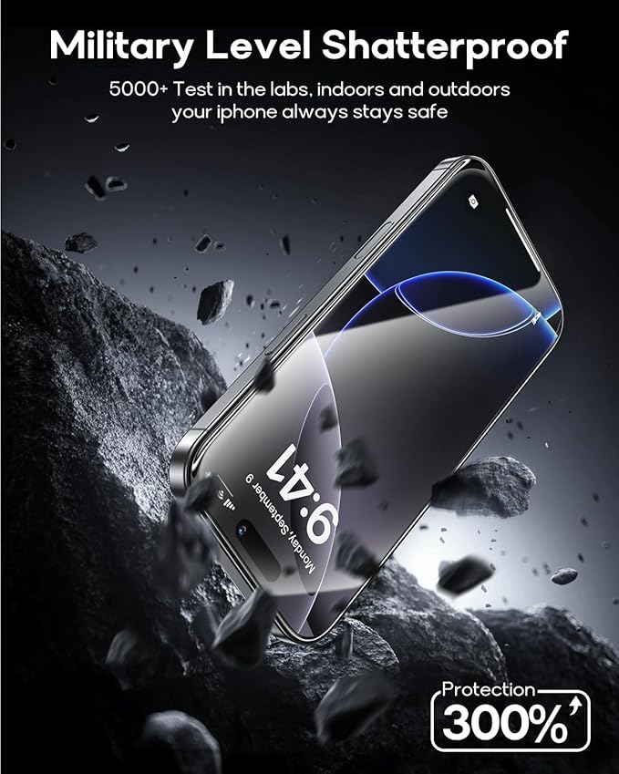 3 Pack for iPhone 16 Pro Max Tempered Glass Screen Protector:9H+ Durable, Auto Positioning, Bubble Free, High Definition, Easy Installation