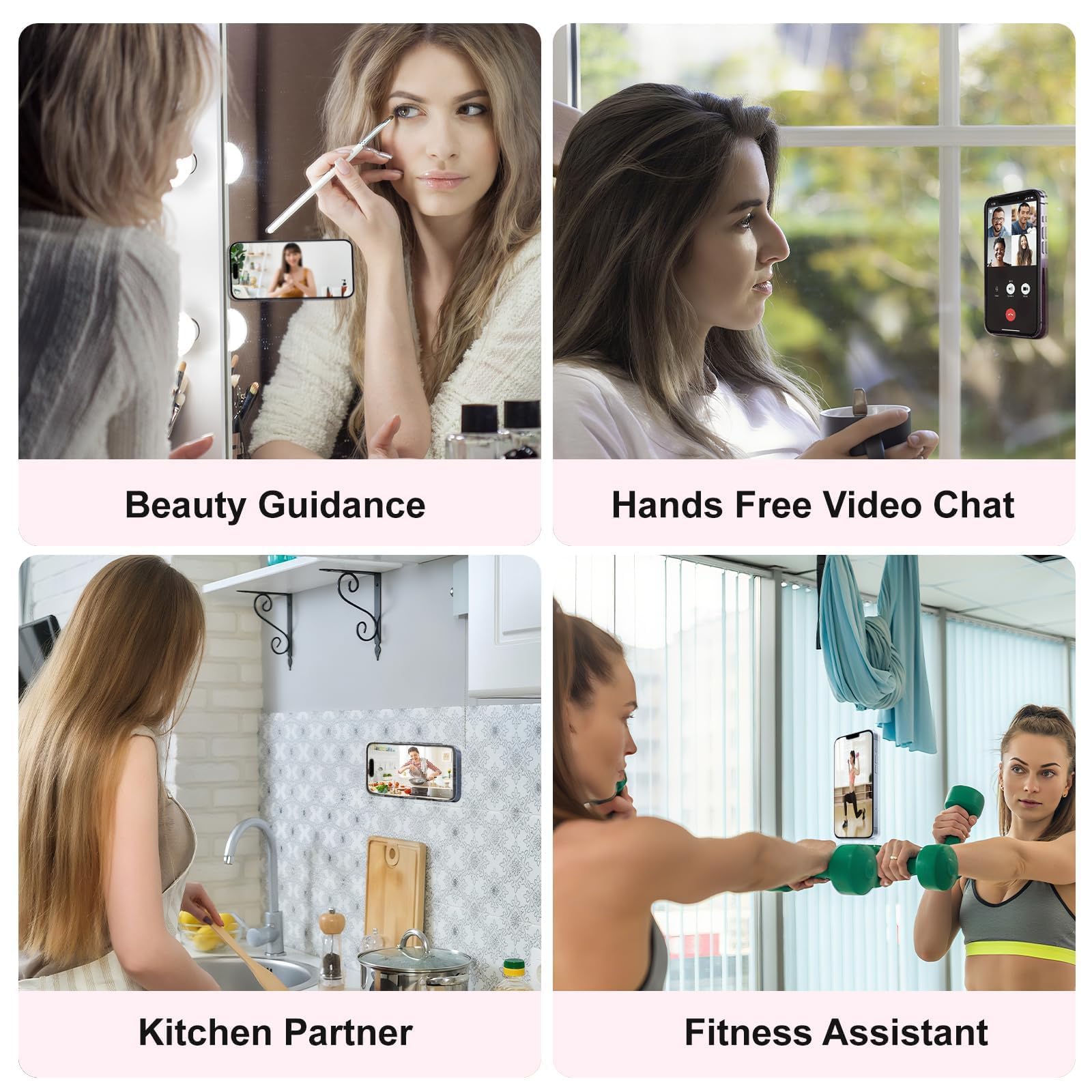 Giumel 2PCS Silicone Suction Phone Case Mount,Non Slip Suction Cup, Hands-Free Phone Accessories Holder for Selfies and Videos,Silicone Adhesive Stand Sticky for Cell Phone Transparent