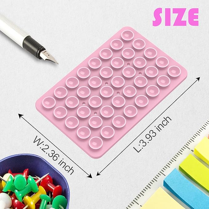 2PACK Silicone Double Sided Suction Phone Case Mount, Detachable Hands Free & Strong Grip Holder for Selfies & Videos, Compatible iPhone Android (Light Pink, 2Pack 40 Suction Cups)