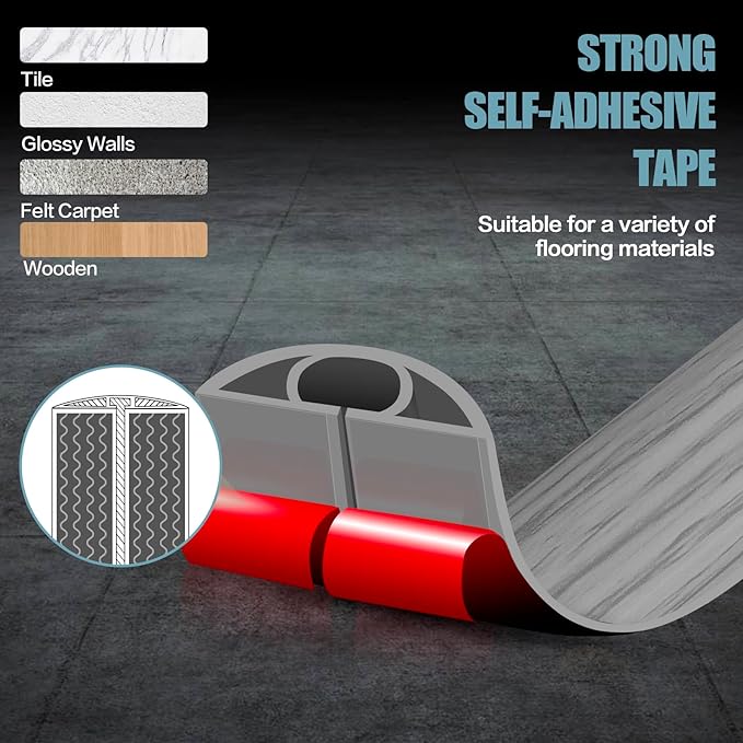 Floor Cord Cover Self Adhesive Cord Hider,10FT Cable Management, Extension Strip Protector for Wires, Prevent Cable Trips for Offices, Gyms, Exhibitions Cavity:0.51"(W) x 0.3"(H) Gray Wood