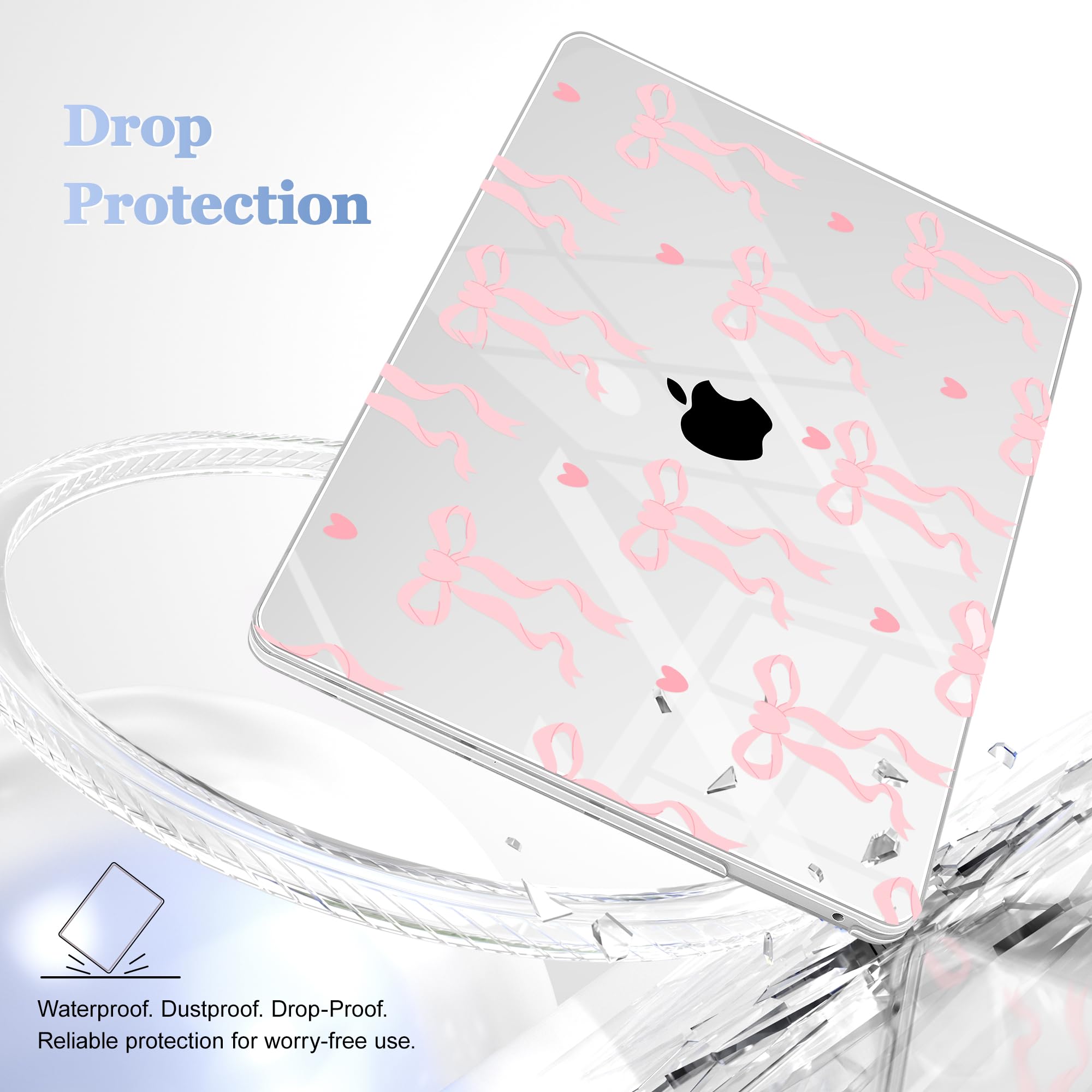 Lepeoac Case for MacBook Pro 13 inch Case M2 2022-2016 A2338 M1 A2251 A2289 A2159 A1989 A1708 A1706, Plastic Hard Shell + Keyboard Cover + Dust Plug, Bow