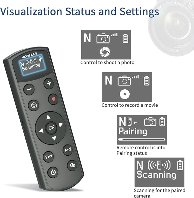 Rechargeable Shutter Release for Nikon AODELAN Wireless Camera Remote Control Compatible with COOLPIX P1000, P1100, P950, B600, A1000, Z50, Z30, Z fc, Z6 II, Z7 II,Z5, Replaces Nikon ML-L7(Black)