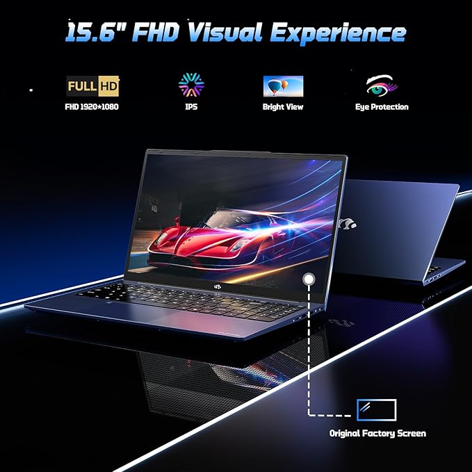 NIMO 15.6" FHD IPS Laptop, Intel N150 (Up to 3.6GHz, Beat i3-10110U), 16GB RAM 1TB SSD, Backlit Keyboard Fingerprint, Wi-Fi 6 BT5.2 Type-C 65W Computer for Students and Home Office