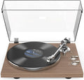 Turntables Record Player with Wireless Output Connectivity Vinyl Player Belt-Drive Support 33 45 RPM Speed Phono Line USB Digital to PC Recording with Advanced MM Cartridge ATN3600L Light Brown