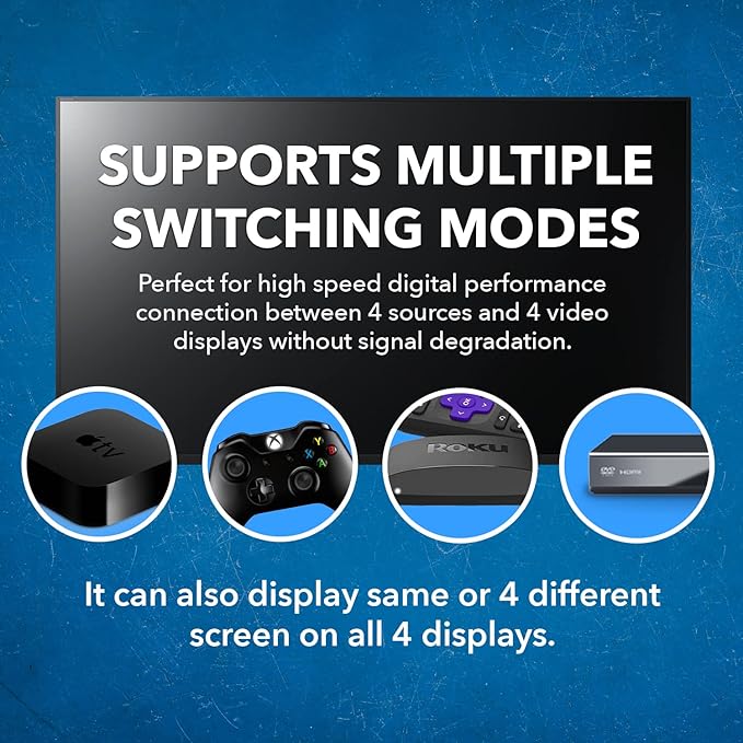 OREI 4x4 HDMI Matrix Switch 4K Downscale, ARC, Audio Extraction, HDCP 2.2