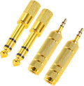 4 Pack Headphone Jack Adapter - 3.5mm (1/8 inch) Male to 6.35mm (1/4 inch) Female and 6.35mm (1/4) to 3.5mm (1/8) Audio Adapter for Player, Headphone, Guitar Amplifier
