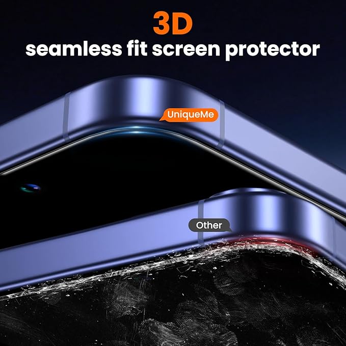 UniqueMe for iPhone 15 Plus / 16 Plus Privacy Screen Protector - [Military Grade Shatterproof & 9H+ Hardness] Tempered Glass Full Coverage Protection,Easy to install,2 Packs