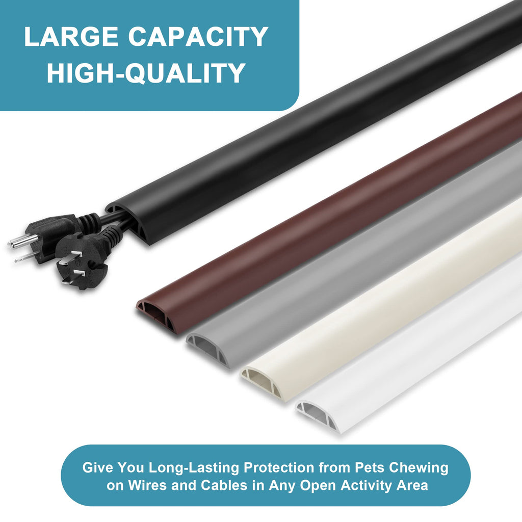 Floor Cable Cover 3ft Beige, LZEOY Cord Covers for Wires on Floor, Cord Hider Floor Cable Management, Extension Cord Floor Cover Low Profile, Floor Cord Cover for Office/Carpet/Floor