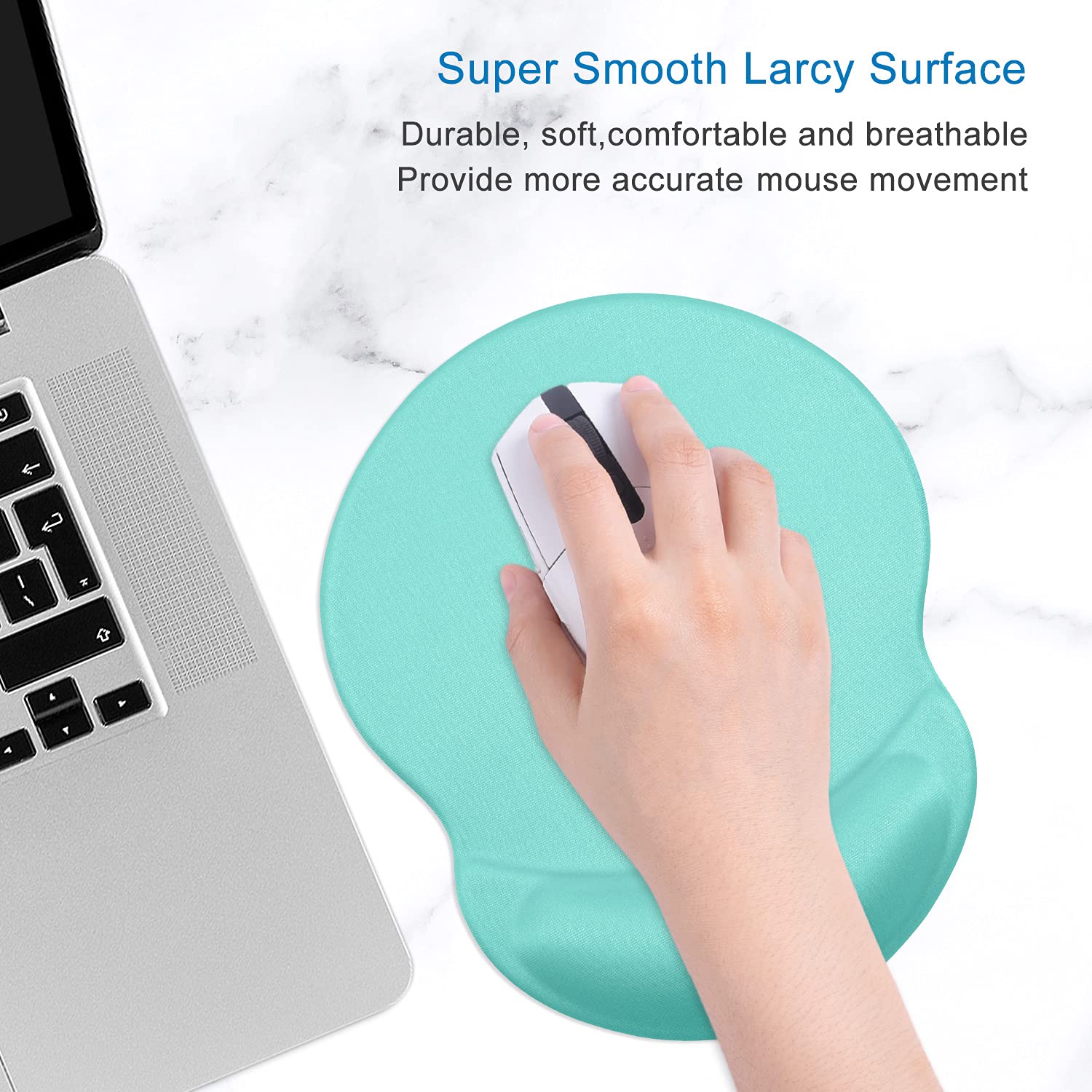 ITNRSIIET Ergonomic Mouse Pad with Gel Wrist Support Small Wrist Rest Smooth Surface Non-Slip PU Base Comfortable Office Supplies Pain Relief, 8.7 x 7.2 inches, Green