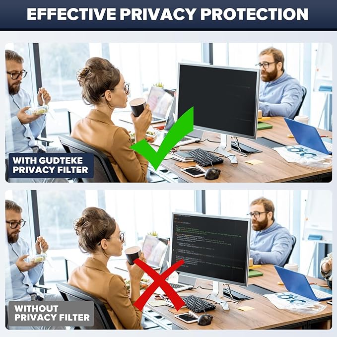 [2-Pack] HD Computer Privacy Screen 22 inch, Upgraded Computer Privacy Screen for 16:10 Widescreen Removable Anti Glare Computer Screen Cover and Blue Light UV-Blocking Screen Privacy Filter
