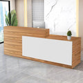 Reception Desk with Counter Modern Checkout Counter with Lockable Drawer Keyboard Tray Receptionist Desk for Office Salon Reception Table S Right 55inch/140cm