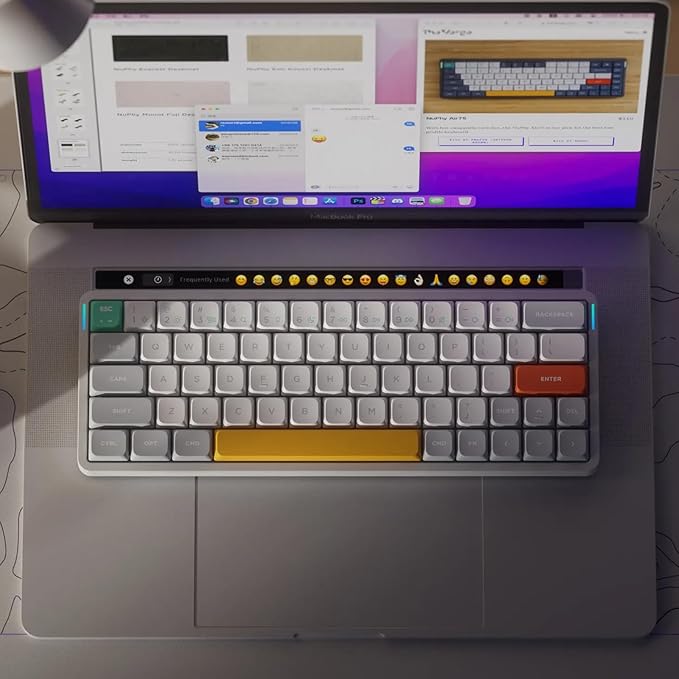 nuphy Air60 V2 Portable Wireless Keyboard 60% Low Profile Mechanical Keyboard Support QMK/VIA Compatible with Windows/mac OS/Linux Supports Bluetooth 5.1/2.4GHz/USB-C White-Gateron Cowberry Switch