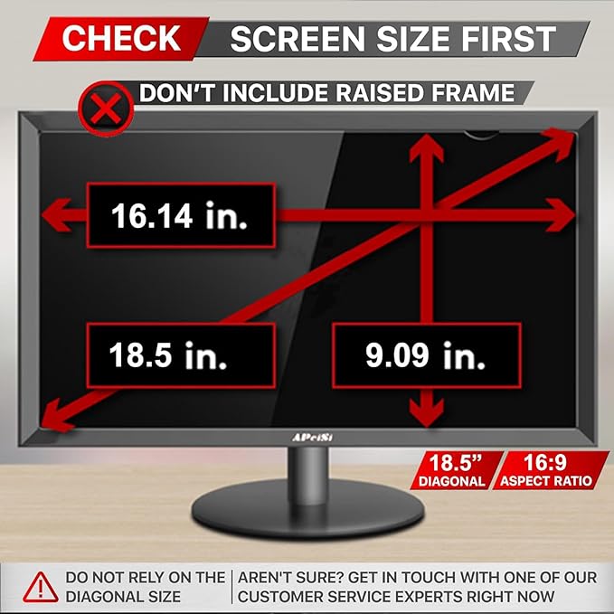 [2 Pack] 18.5 Inch Privacy Screen Filter for Widescreen 16:9 Monitor | Privacy Shield | Anti-Glare | Anti-Blue light Protector | Eye Protection | Computer Security Private Filter