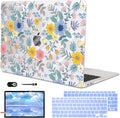 Compatible with MacBook Air 13 Inch M1 Case 2021 2020 2019 2018 Release A2337 A2179 A1932 Touch ID, Shiny Crystal Pattern Plastic Hard Shell Case Keyboard Cover Screen Film, Flowers L213