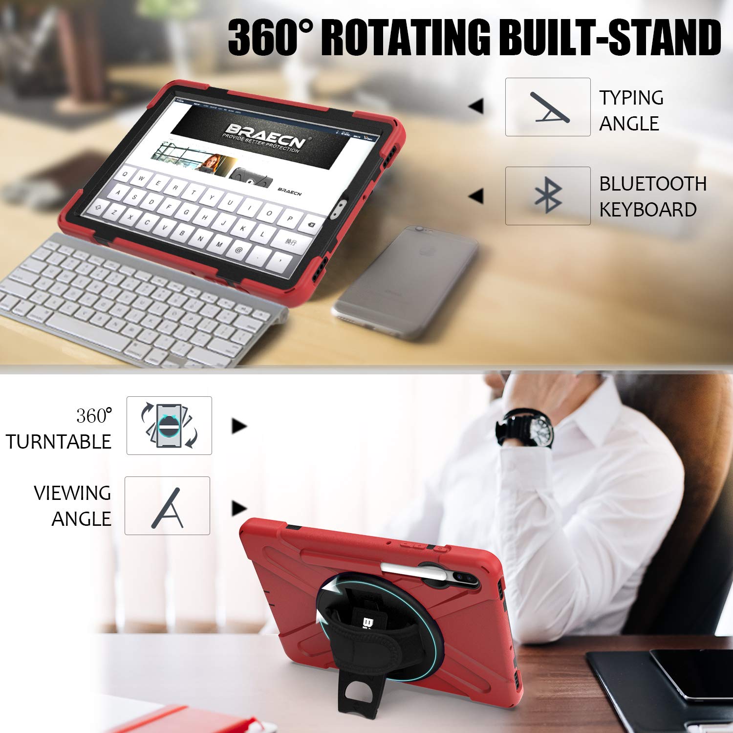BRAECN Case for Galaxy Tab S6: 10.5" 2019 Samsung SM-T860/T865/T867 Red