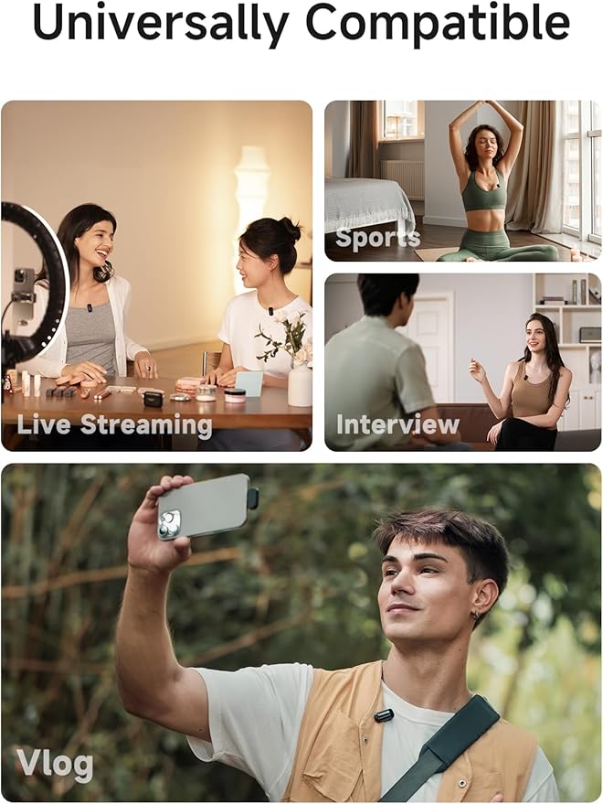 MAONO WAVE T1 Mini Wireless Lavalier Microphone for iPhone Android Tablet PC with Noise Cancellation, AI Voice Filter, 30H Used with Charging Case, USB-C/Lightning Plug for Video Recording Vlog TikTok