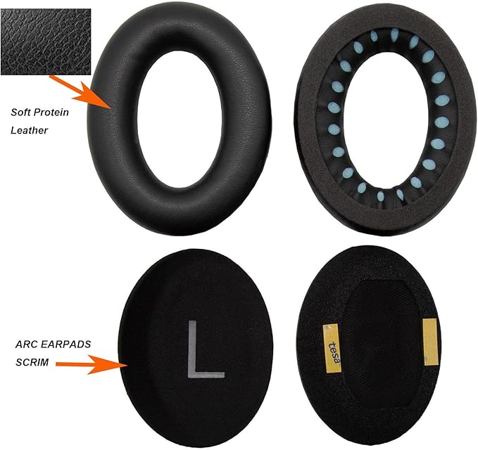 QC45 Earpads Replacement for Bose QuietComfort 45 (QC45)/QuietComfort SE (QC SE)/Quiet Comfort Wireless Over-Ear Headphones, Ear Pads Cushions with Durable Protein Leather Noise Cancelling Foam