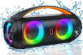 Portable Bluetooth Speaker, Loud Boombox Speaker with Subwoofer, Powerful Deep Bass Stereo Sound, IP65 Waterproof, Wireless Outdoor Speaker for Camping, Beach, Party, Support TWS/USB/TF Card/AUX