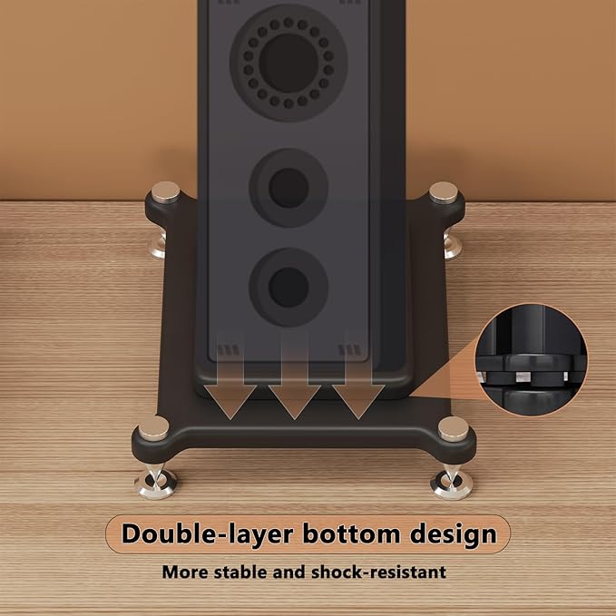 2pcs Subwoofer Isolation Stand, Double-Layered Speaker Isolation Stands with Stainless Steel Metal Feet, Acoustic Speakers Isolation Pad for Floor, Desktop (9.8×13.7in)