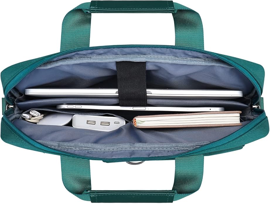 MOSISO Laptop Shoulder Bag, Computer Bag with 2 Raised&1 Flapover&1 Horizontal Pocket&Handle&Belt