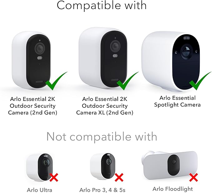 Wasserstein Solar Panel Compatible with Arlo Essential 2K Outdoor Security Camera (2nd Gen) / XL (2nd Gen) & Essential Spotlight (Camera NOT Included) - (1-Pack, Black)