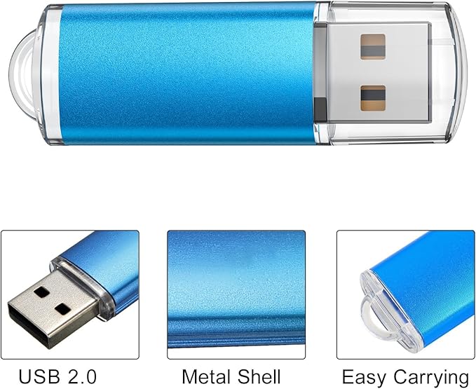 TOPESEL USB Flash Drive 50 Pack 2GB USB 2.0 Flash Drive High Speed 4G Memory Stick for PC Laptops, Tablets, TVs, Car Audio (Blue)