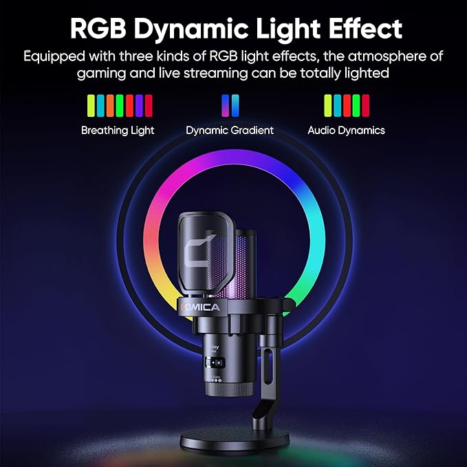 COMICA Ejoy Uni PRO(D) USB Wireless Gaming Microphone with Noise Cancellation, RGB Lights, Monitoring, Muting, Streaming Mic for Computer, PS5, PS4, Streaming, Podcast, Chat, Twitch, Discord