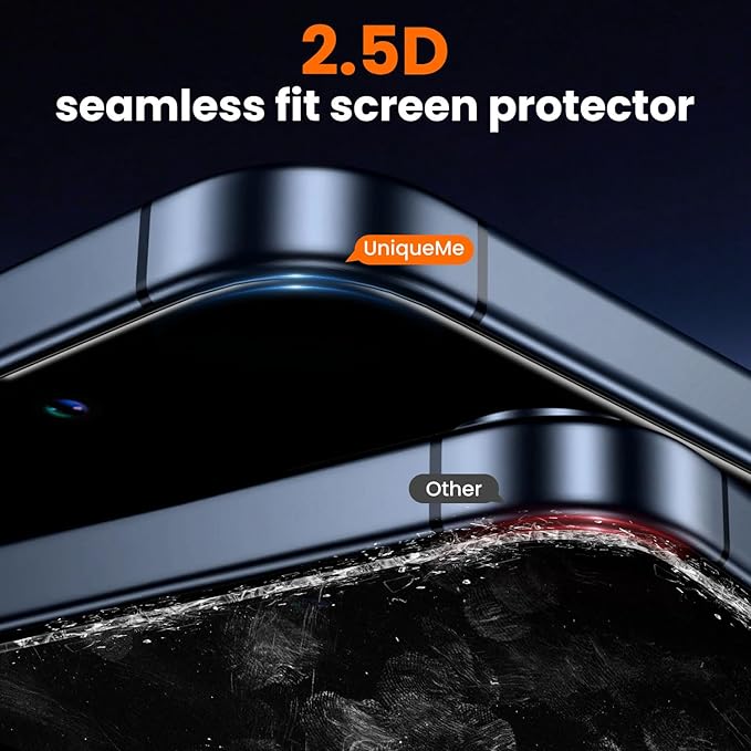 UniqueMe for iPhone 15 Plus Screen Protector - [Military Grade Shatterproof & 9H+ Hardness] Screen Protector 15 Plus Tempered Glass Full Coverage Protection, Easy Installation, 2 Packs
