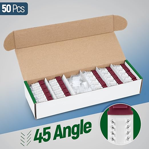 Everest 45° Angled RJ45 Cat6A Keystone Jacks 50-Pack in Red - Slim Profile Female RJ45 Connectors - Cat 6A Keystone Jack - Compatible with 45° Angled Speed Termination Tool - 45Term (B0BL3GS7ZY)