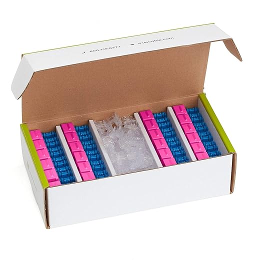 TRUE CABLE Cat6A Keystone Jack, 90 Degree Punch-Down, PoE++, 48 Pack, Pink, 328 Feet, 8P8C, UTP, 23/24 AWG, Compatible with Router, Switch, Computer, IP Camera, Indoor Use, Ethernet Cable Connectors