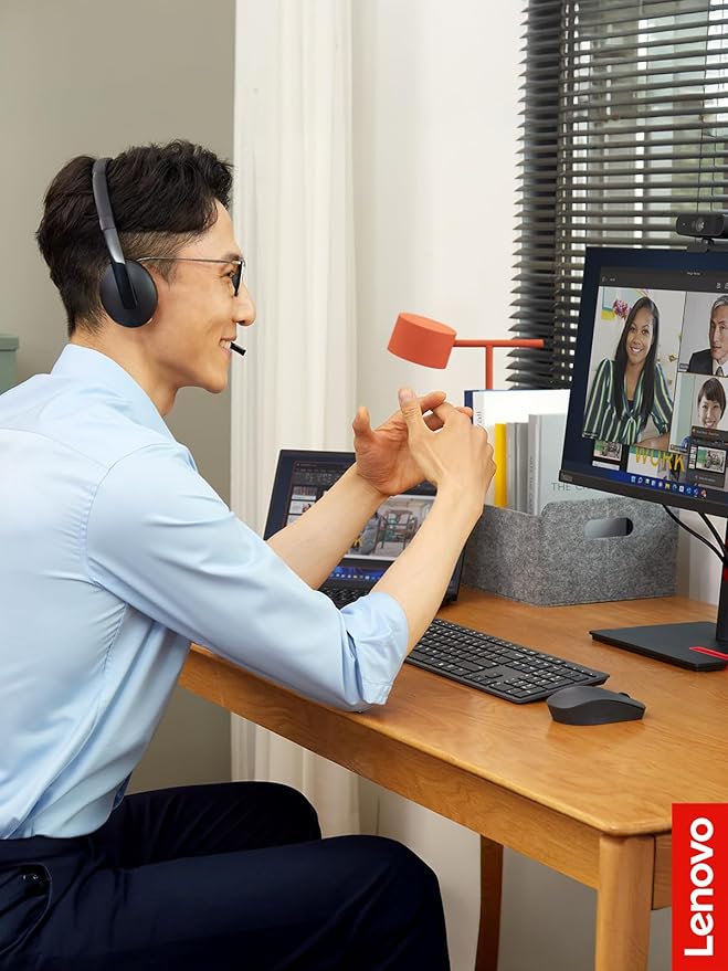 Lenovo Wired ANC Headset, USB-C and USB-A connectivity, Zoom Certified, Active Noise Cancellation, Hearing Protection, 145g Lightweight Comfortable Design, Replaceable Earcups, Business Headset