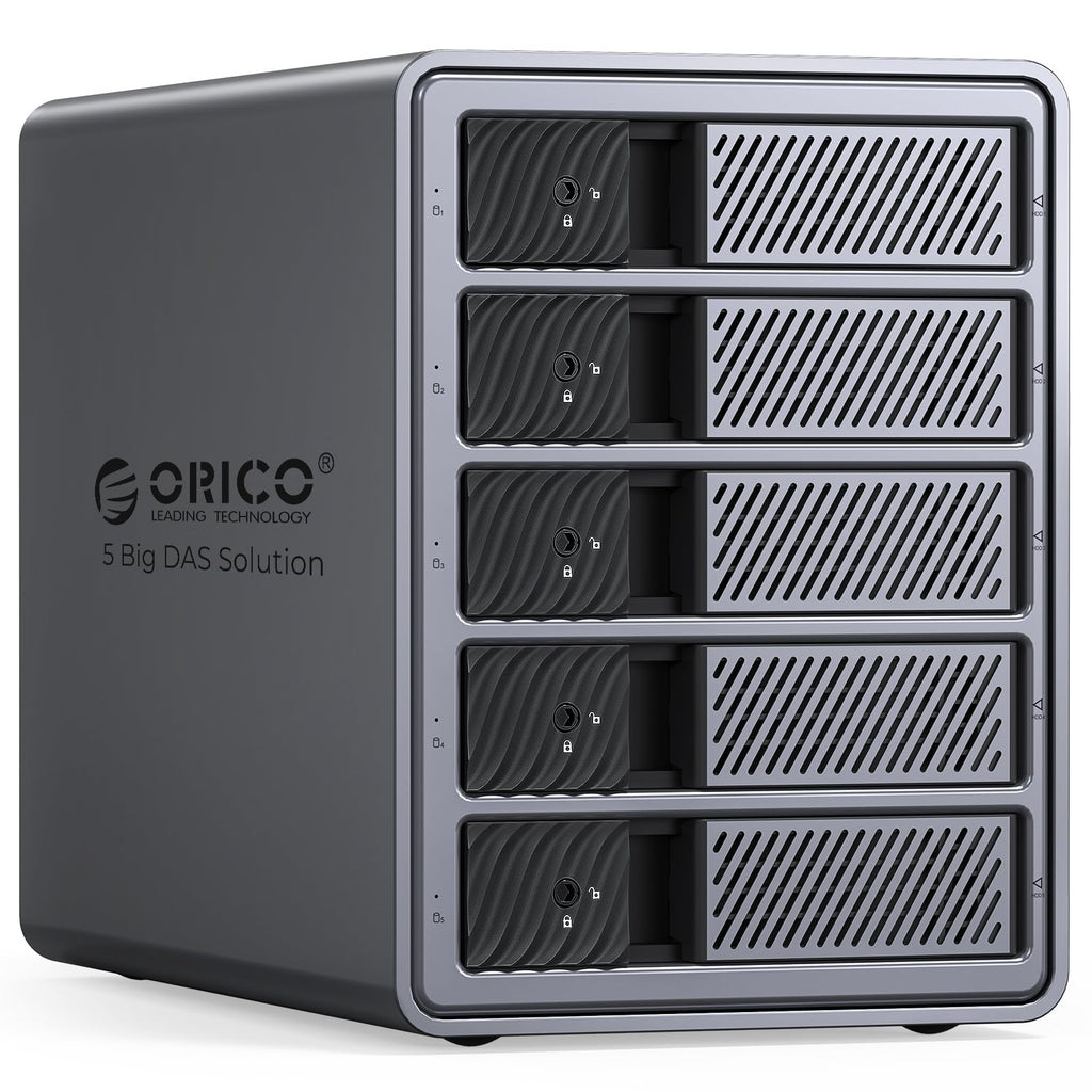 ORICO RAID 5 Bay HDD Enclosures USB 3.0 Push-Pull Mounting for 3.5-inch HDD, Max 110TB, External Direct Attached Storage 8 RAID Modes Supported 9858RU3