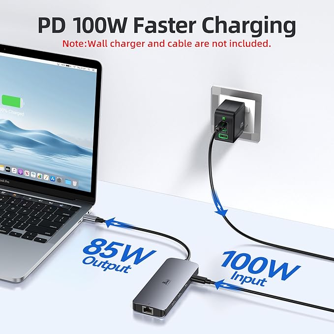 USB C Docking Station Dual Monitor, LIONWEI Laptop Docking Station 3 Monitors with 2 HDMI, 4K DisplayPort, 1Gbps Ethernet, 100W PD, 3 USB A/C 3.0, USB C Hub Multiport Adapter for Dell/Lenovo/HP