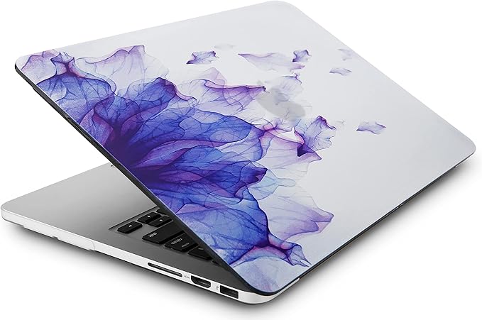 KECC Compatible with MacBook Air 13 inch Case 2022 2021 2020 2019 2018 Release M1 A2337 A2179 A1932 Plastic Hard Shell for MacBook Air 13.3 inch + Keyboard Cover + Sleeve, Purple Flower