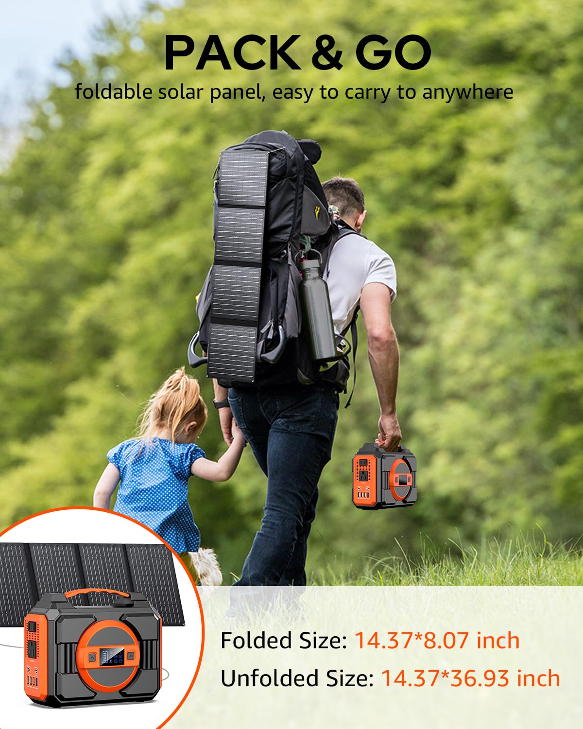 Portable Solar Generator, 300W Portable Power Station with 40W Solar Panel