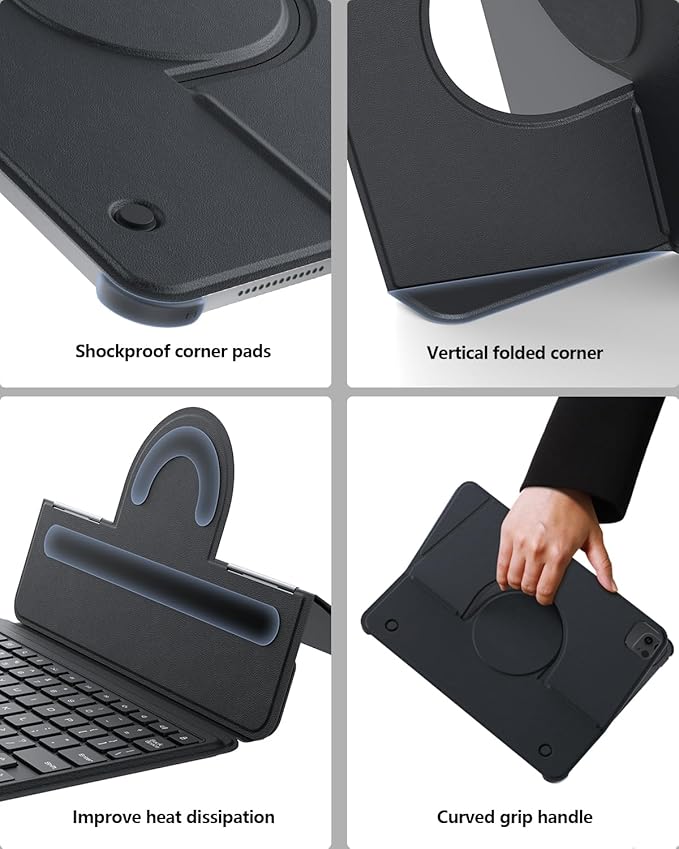 Nillkin for iPad Air/Pro 13 Inch Case with Detachable Keyboard, [with Magnetic Ring] Slim Rugged Keyboard Case for iPad Air 13 M3/M2 and iPad Pro 13 M4 with Stand Backlit Multi-Touch Trackpad, Gray