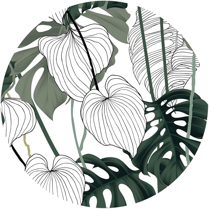 ITNRSIIET Round Mouse Pad with Stitched Edge Premium-Textured Waterproof Non-Slip Rubber Base Desktop Protection Mat Diameter 8.7 inches, Tropical Plant