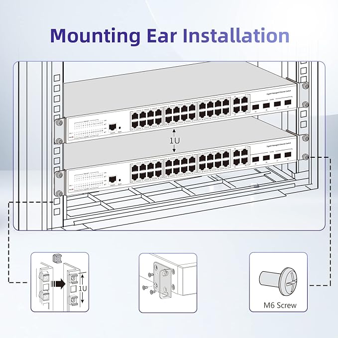 Rack Mount Kit 1U Universal Rack Ears for HP/ProCurve/Aruba/OfficeConnect/HPE Switches