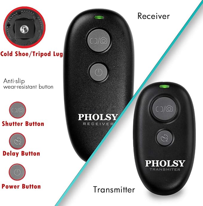PHOLSY Wireless Shutter Camera Remote Release Control for Panasonic S5, S1H, S1R, S1M, S1, G95, G91, G90, G9, FZ1000 II, G80, G81, G85, GH5, GH6, G95, G7, GH7, GX8, G6, G5