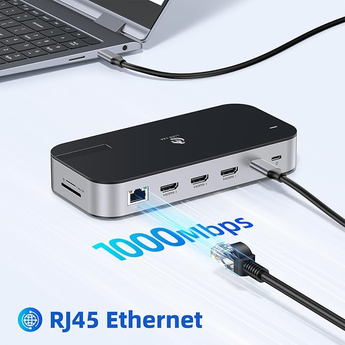 Laptop Docking Station,16 in 1 Docking Station USB C Docking Triple Monitor,USB C Dock Station with 3 HDMI,PD 100W, USB 3.1/3.0/2.0,RJ 45 Ethernet,SD/TF,Audio for Dell/HP/Lenovo